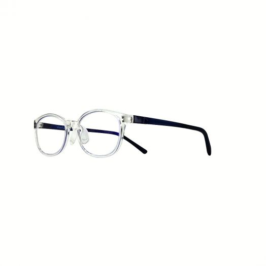 interlude Blue Block Glasses For Kids FIT-2034R-Transparent Frame With Navy Blue Temple