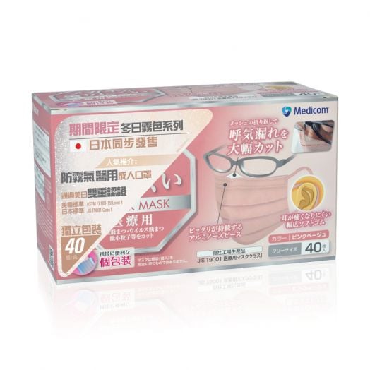 Medicom Antifog Mask 40 pcs (Pink Beige) 