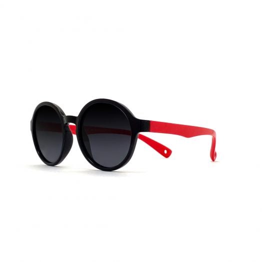 88 KIDS Polarized UV Protection Round Sunglasses SKS-1903-Black Frame With Red Temples