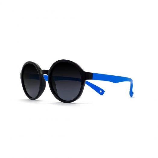 88 KIDS Polarized UV Protection Round Sunglasses SKS-1903-Black Frame With Blue Temples