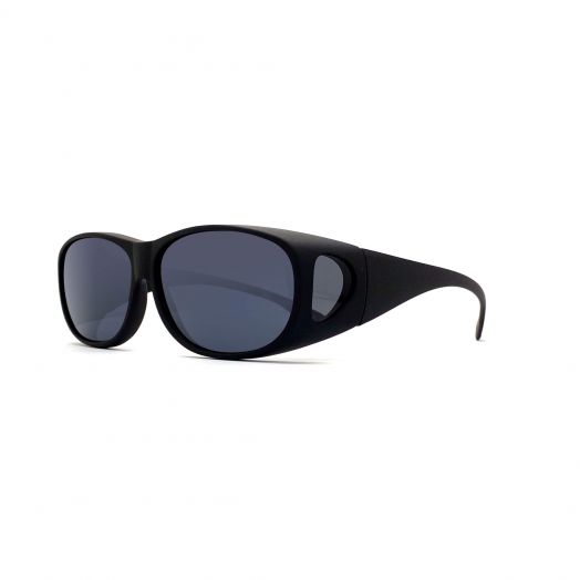 Polarized Cover Sun Glasses-Matte Black Frame With Gray Lens